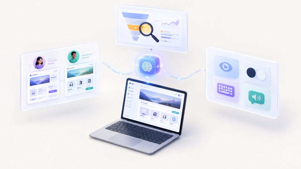 AI improving user experience through personalization, finding UX problems and accessibility checks